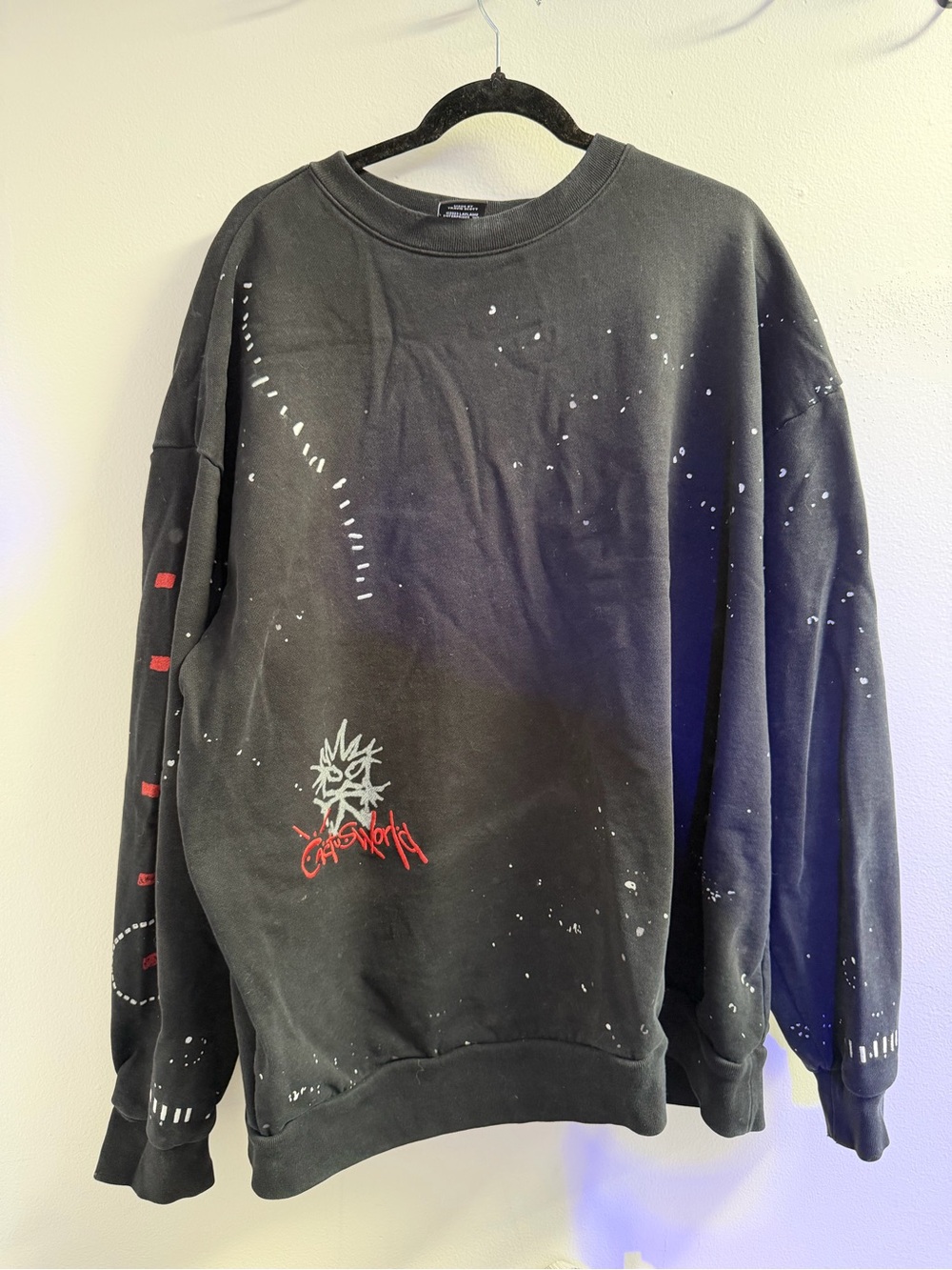 Cactus Jack by Travis Scott Black Crewneck Sweatshirt with Red Script